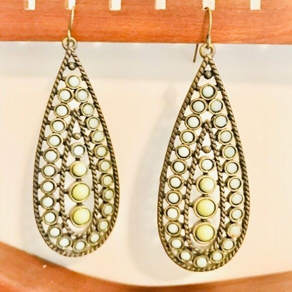 Teardrop ceramic beaded earrings.  - Picture 2 of 2